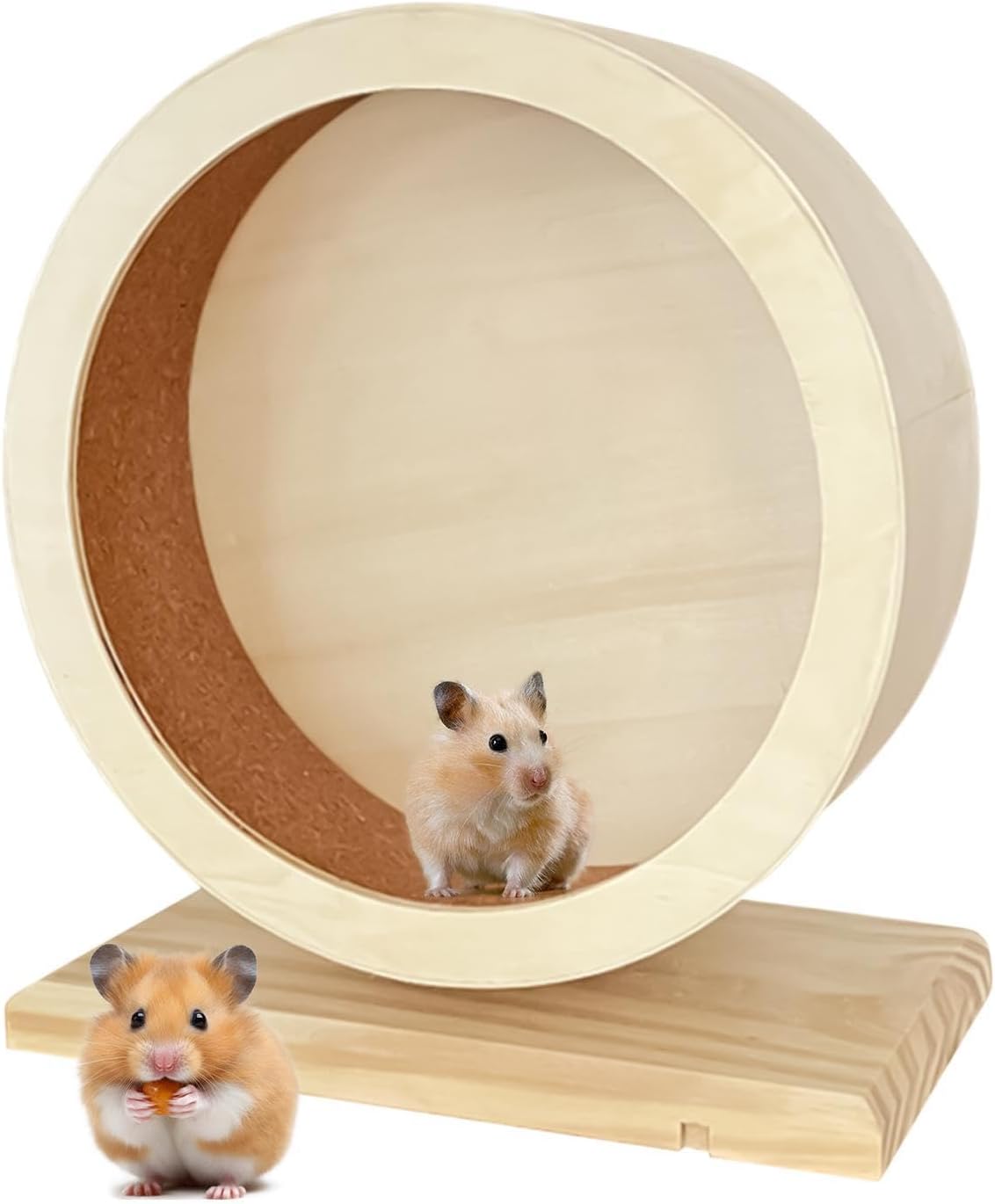 Silent Hamster Wheel, Hamster Exercise Wheels, Wooden Quiet Spinner Exercise Accessories Pet Supplies, Wooden Spinner Small Animal Toys, for Gerbil Mice Hedgehog Running Boredom Enrichment