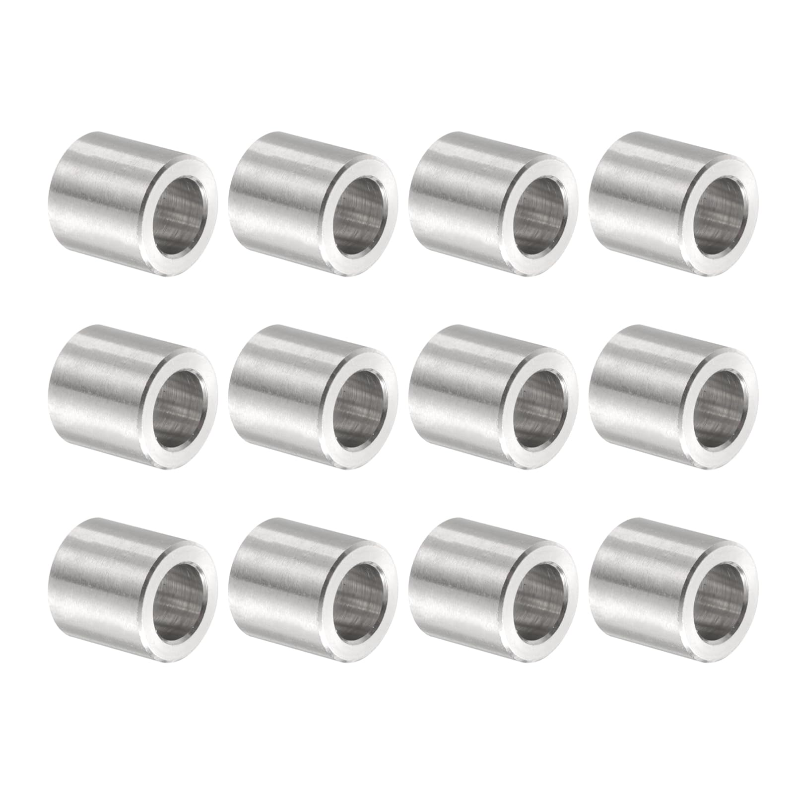uxcell 12pcs Stainless Steel Spacer 6.2mm Bore x 10mm OD x 10mm Length Screw Bushing Plain Finish Round Metal Spacer for M6 Screws Bolts and Rods