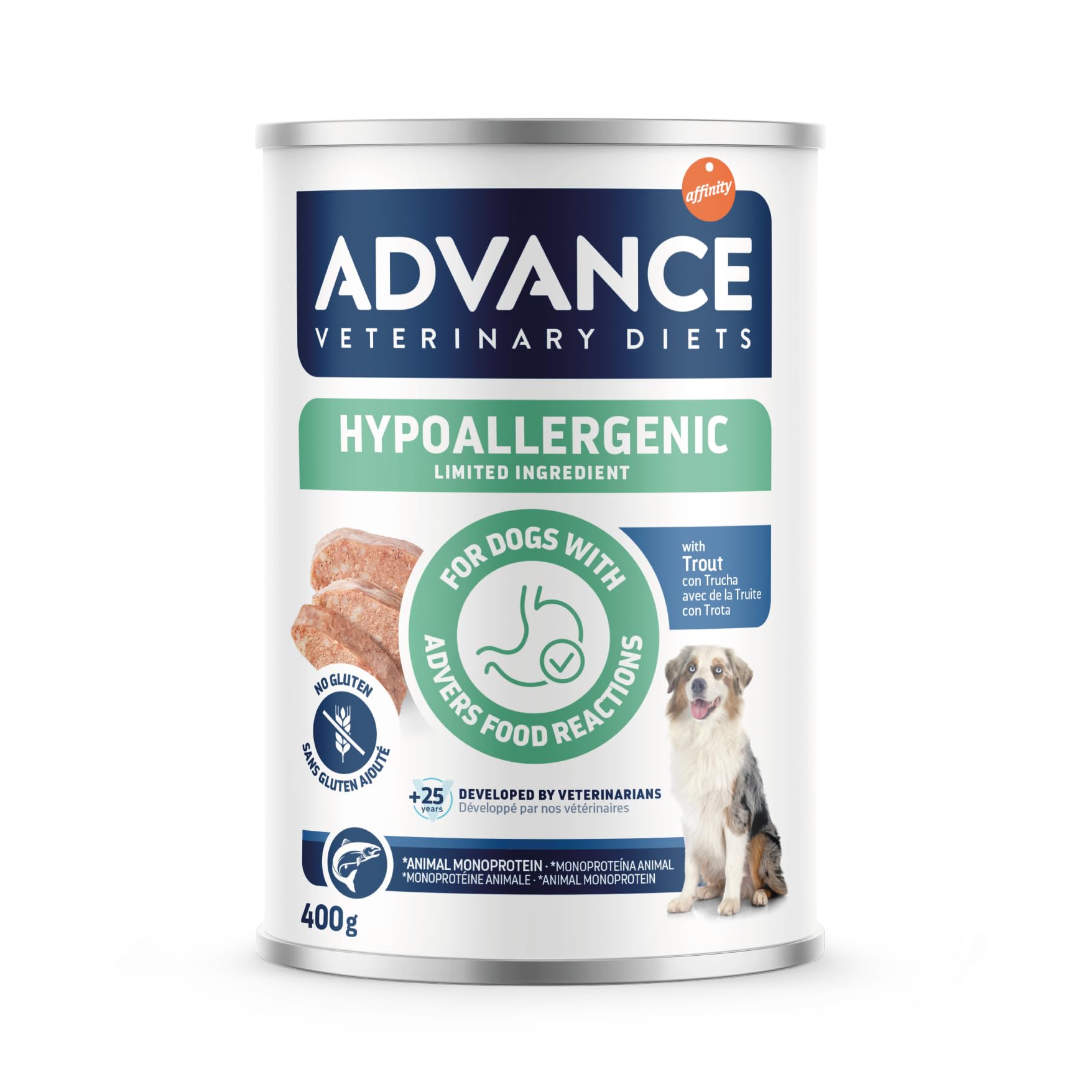 Advance Diets Cibo Umido per Cani - Hypoallergenic con Trota - 6 scatolette da 400g