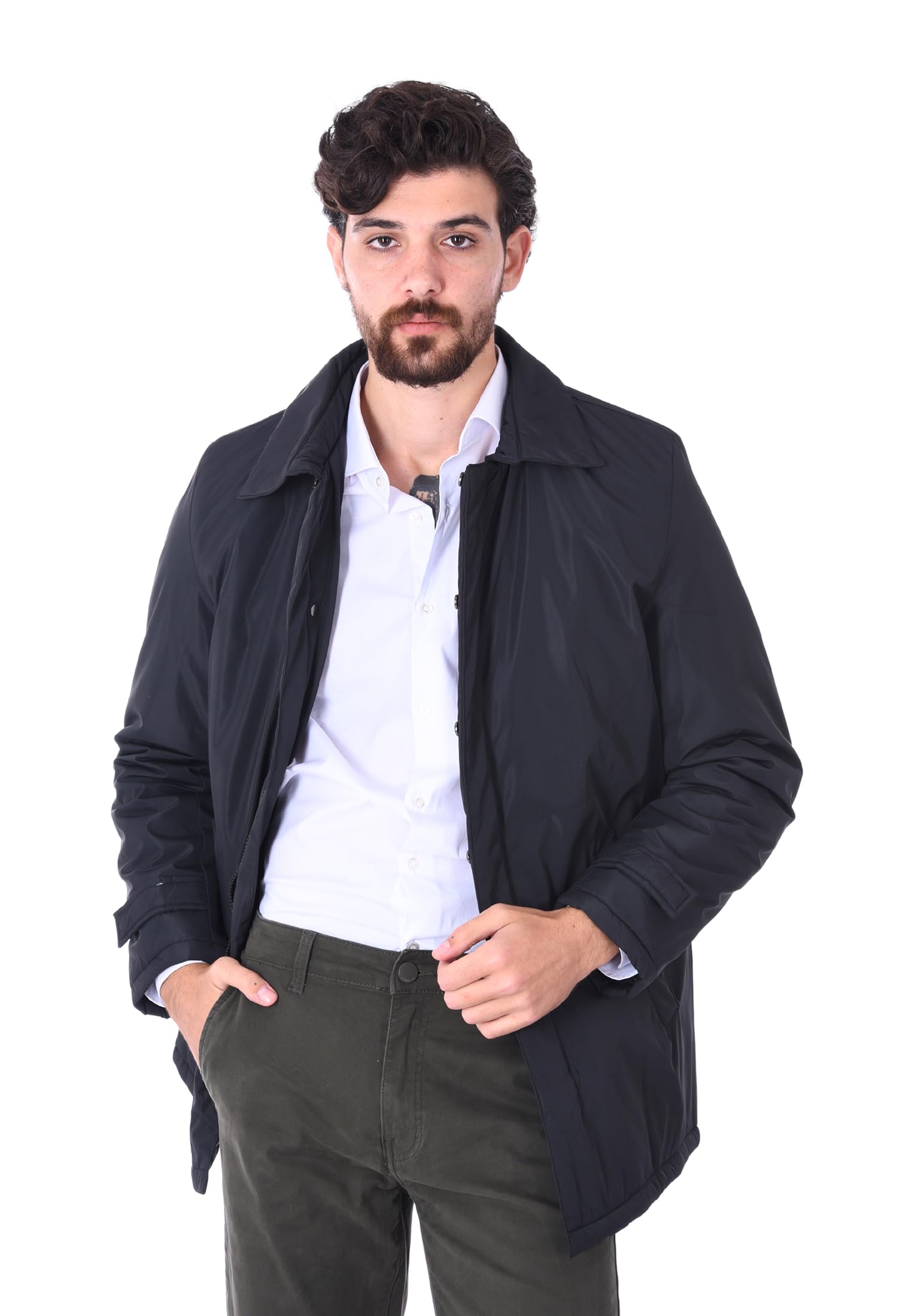 Ciabalù Trench Uomo Lungo Collo Classico Cappotto Invernale Elegante Imbottito Soprabito Elegante Vestibilità Comoda Casual e Sportivo