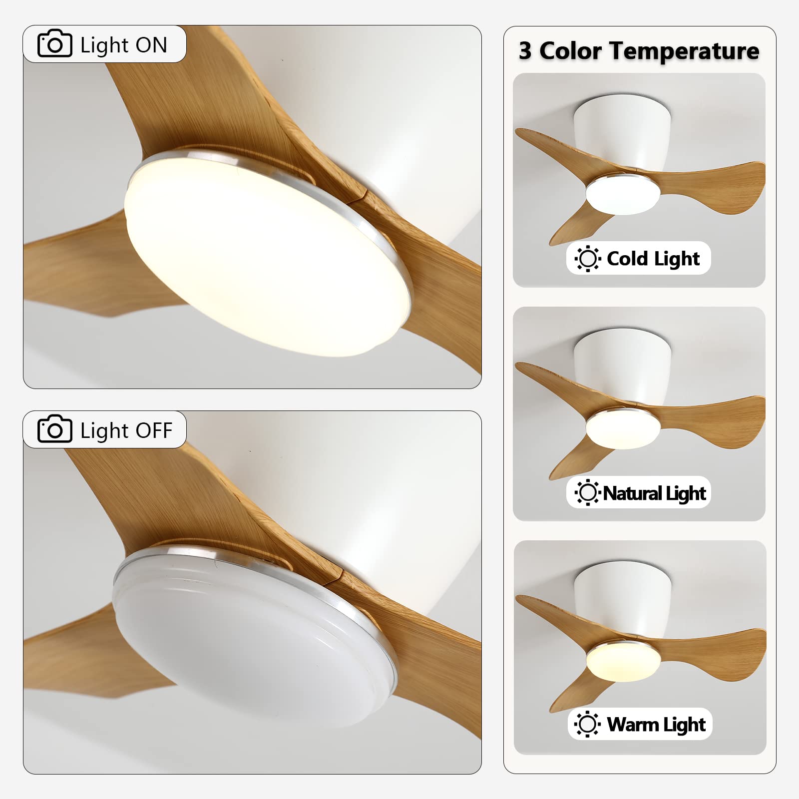 Ventilatore Da Soffitto Da 46 Cm Con Illuminazione LED Tricolore E Telecomando 3 Velocita Timer 2 4 Ore E27 Senza Presa 98831306