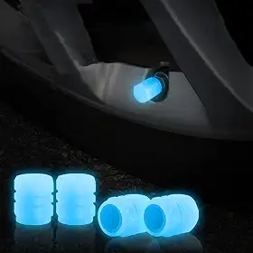Tampas de válvula de pneu de carro fluorescente universal 4 peças (azul 4 peças)
