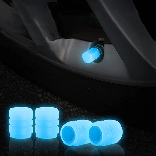 Tampas de válvula de pneu de carro fluorescente universal 4 peças (azul 4 peças)