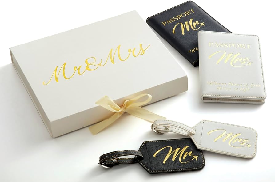 Amazon.com: DELUXY Mr & Mrs Luggage Tags & Passport Holder Set