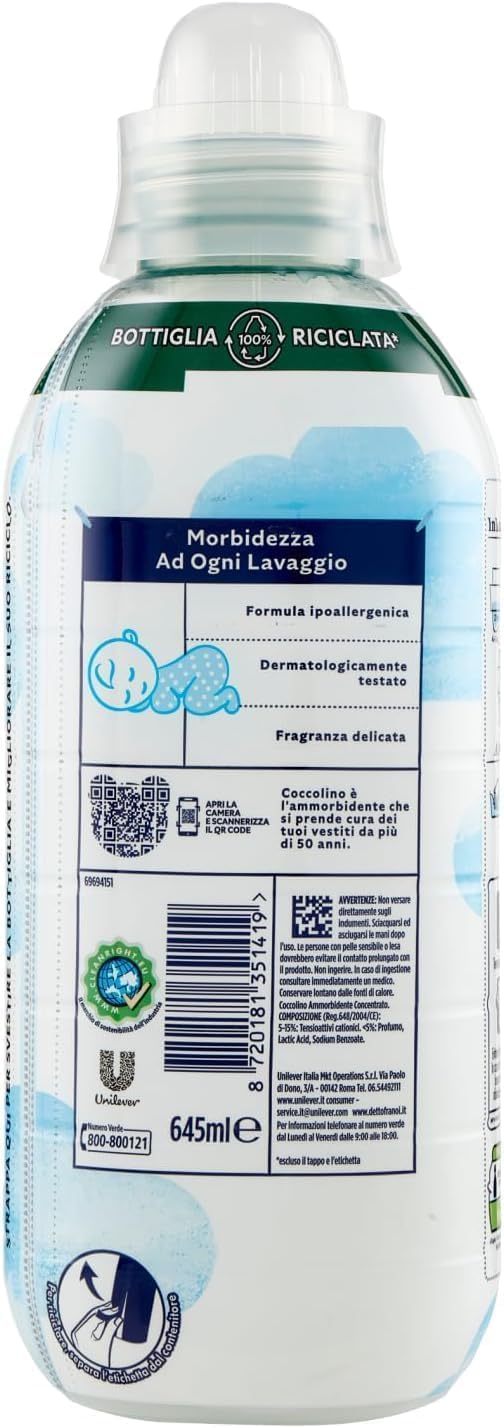 10 x Coccolino Ammorbidente Concentrato Delicato e Soffice 645 ml 28 Lavaggi + Portachiavi Italy Shop Service in omaggio