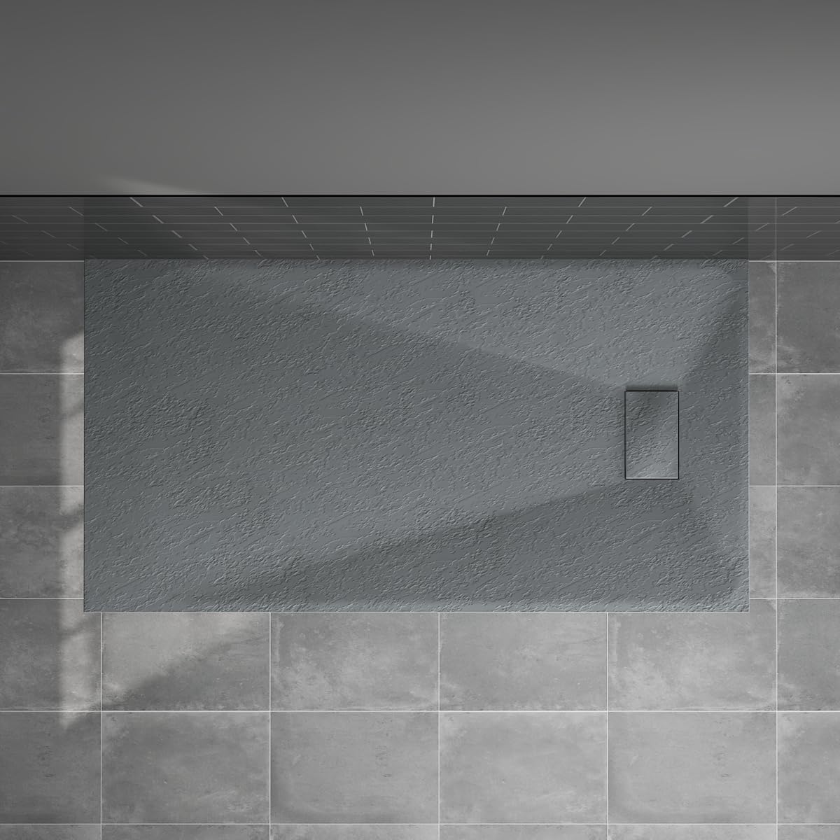 Blümme Anthracite Rectangle Shower Tray 1600X800mm Bathroom Smc Slip-Resistant Flat Shower Base For Shower Enclosure Cubicle And Wetroom