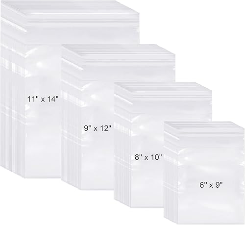 Kosiz Paquete combinado de 600 bolsas de polietileno transparentes autoselladas a granel, bolsas de plástico autoadhesivas para ropa, manualidades,