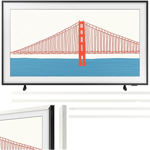 SAMSUNG QN75LS03AAFXZA 75 Inch The Frame QLED 4K Smart TV Bundle 75 inch The Frame Customizable Bezel Modern White