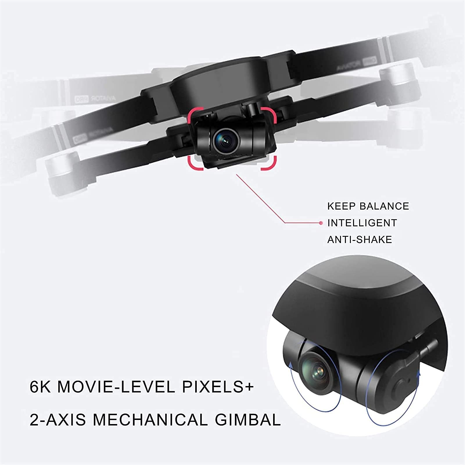MDybf Drony z kamerami są dla początkujących z kamerą dla dorosłych, 2-osiowa kamera gimbal 4K 2500 W EIS, 2 baterie 56 minut czasu lotu, silnik bezszczotkowy, transmisja FPV 5 GHz, podwójny GPS Auto