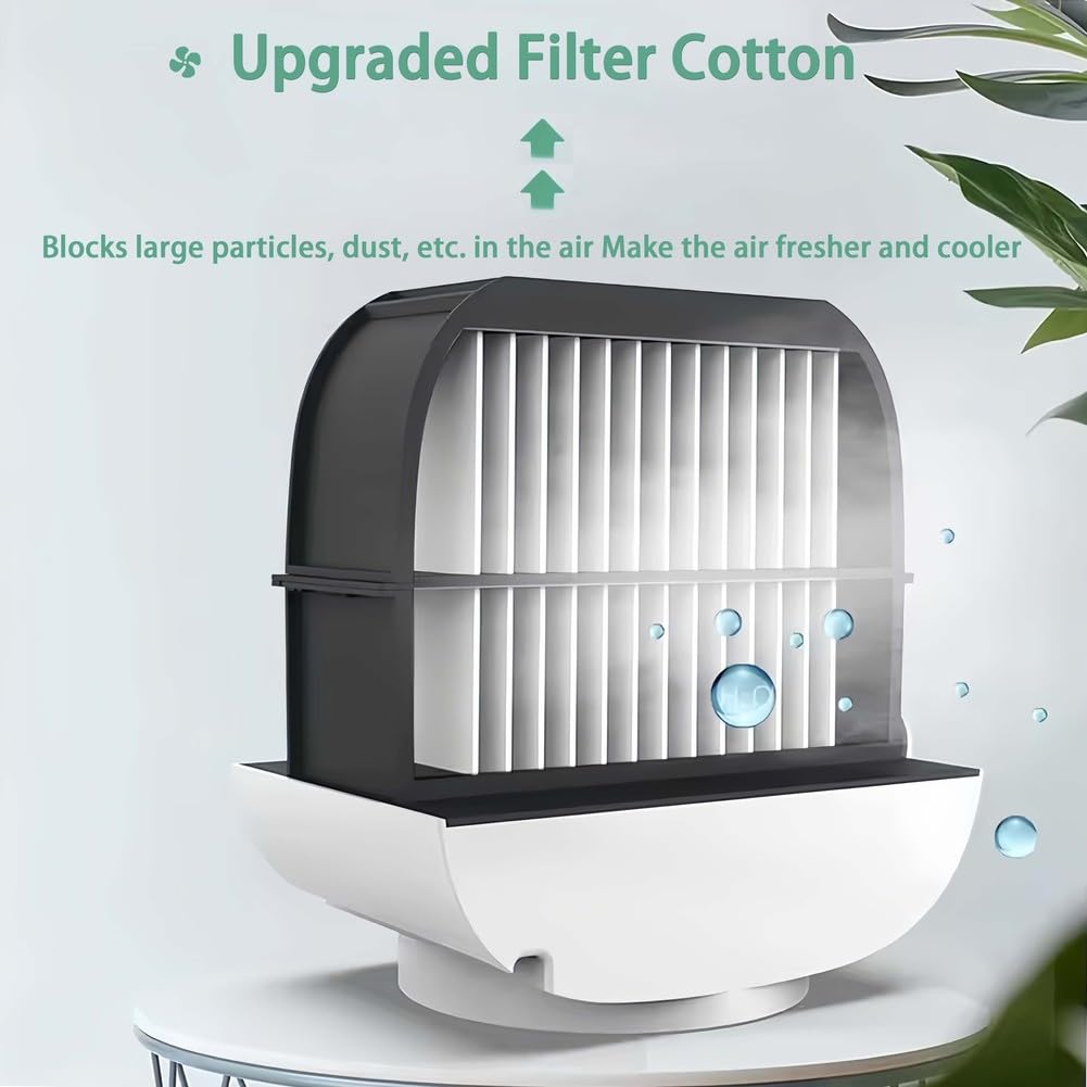 Ventilador de refrigeración de aire portátil con humidificador y luz nocturna para comodidad en habitaciones pequeñas