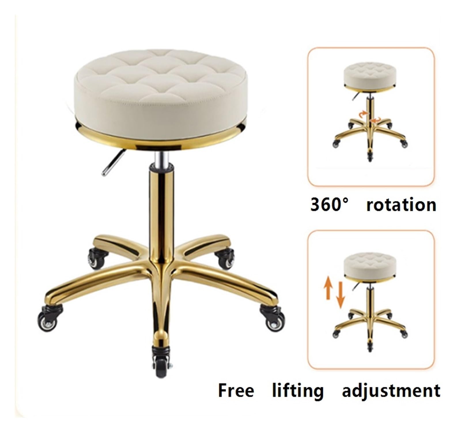 Sgabello idraulico Heavy Du – Sgabello girevole rotondo Slish per spa, salone e ufficio, altezza regolabile, tavolo e design per il massimo supporto
