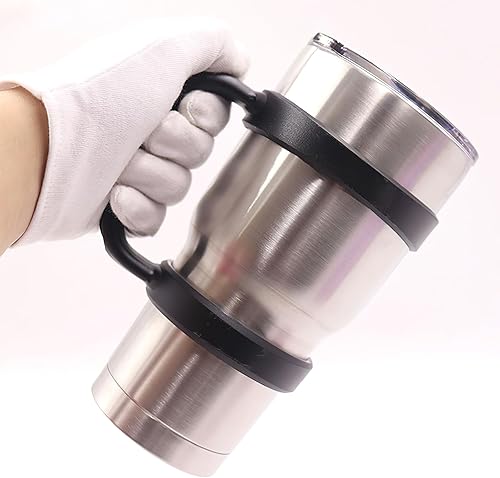 Miniatura 4 de Cabilock 5 colores antideslizante ajustable para vaso, mango de viaje de acero inoxidable de 30 onzas para taza, vaso de viaje, negro