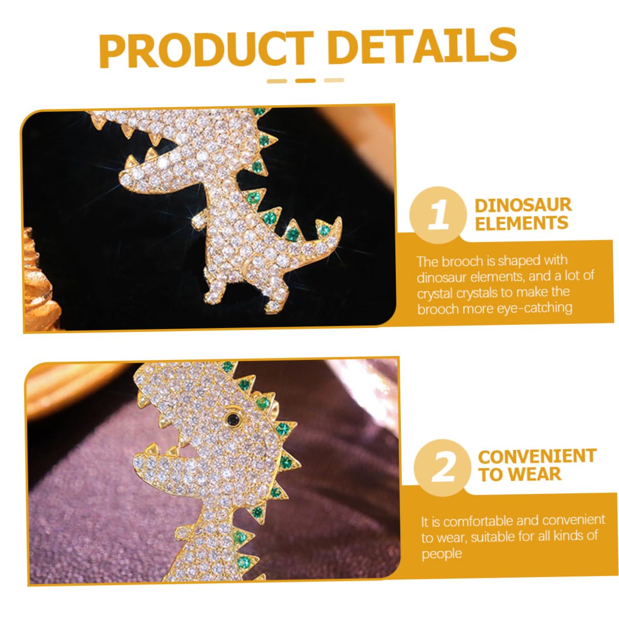 SOIMISS Spilla Di Dinosauro Pin Carino Gioielli Da Ballo Per Le Donne Spilla Da Bucato Per i Vestiti Spillone Arredamento Alla Moda Accessori Per Cappelli Golden Rame