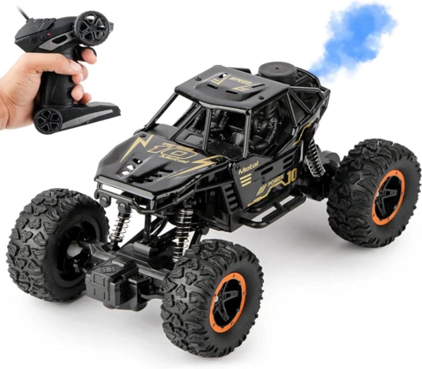 4WD RC Rock Crawler Car with Water Mist Spray, 1:18 Scale, Black | Die-Cast Metal Body, 45° Climbing Angle, All-Terrain Off-Road, Multi-Directional Control, Built-In LED Light-image-41
