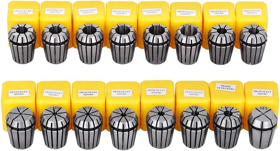 ER25 Collet Chuck Set，16 PCS ER-25 Spring Collet Chuck Set 1-16MM for CNC Engraving Machine & Milling Lathe Tool Holder(ER 25/16 PCS)