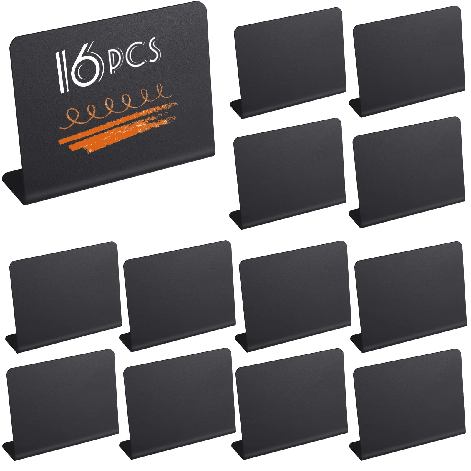 BIGTHREE Mini Chalkboard Signs, 16 Pcs Small Chalk Board with Stand, Reserved Signs for Tables, Display Blackboards Message Board for Food, Pricetags, Weddings Buffet(4 x 3 inch)