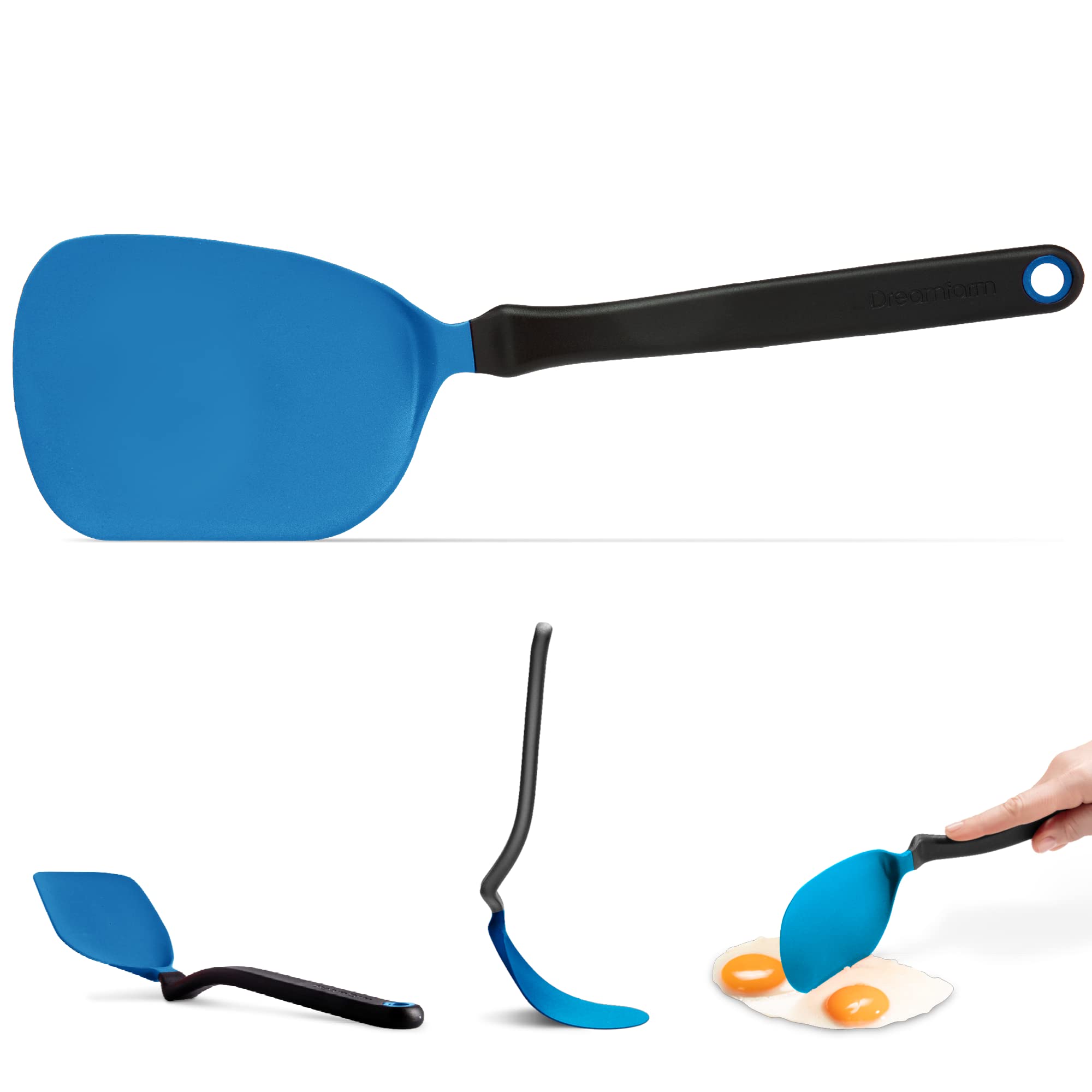 Dreamfarm Blue Chopula | Super Flexible Sit-Up Kitchen Utensil Flipping, Chopping, & Serving Spatula | Chops Food Up In The Pan | Classic