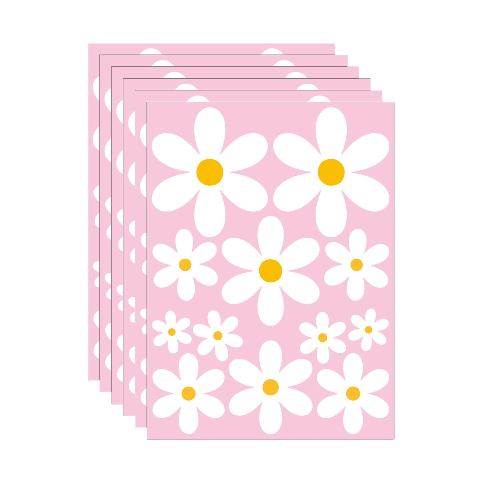 Wheelie Bin Stickers - 6 Pack UV Protective & Waterproof Daisy Decals with Static Cling - 72PCS Outdoor Trash Can Decoration Stickers for Adults