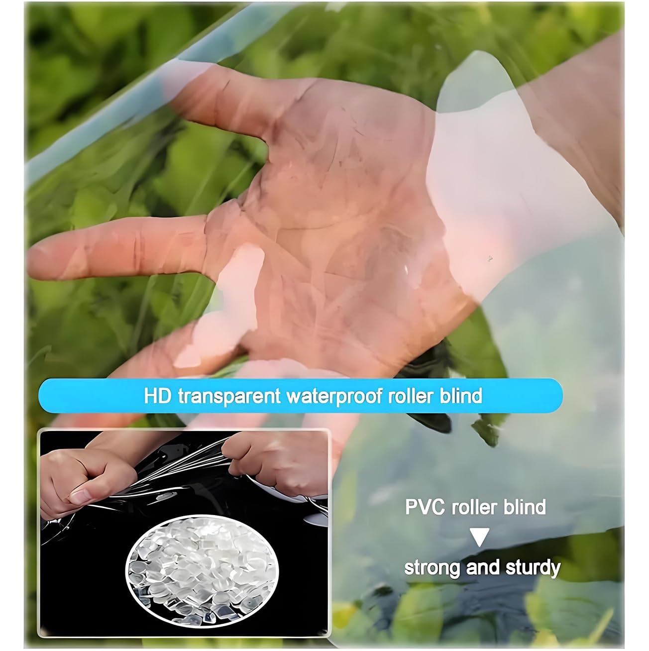 Store Enrouleur Extérieur en PVC Transparent Imperméable, Rideau De Patio Enroulable Coupe-Vent, Panneau De Vinyle pour Fenêtre, Porche, Porte De Garage, One Color 75W x 43H