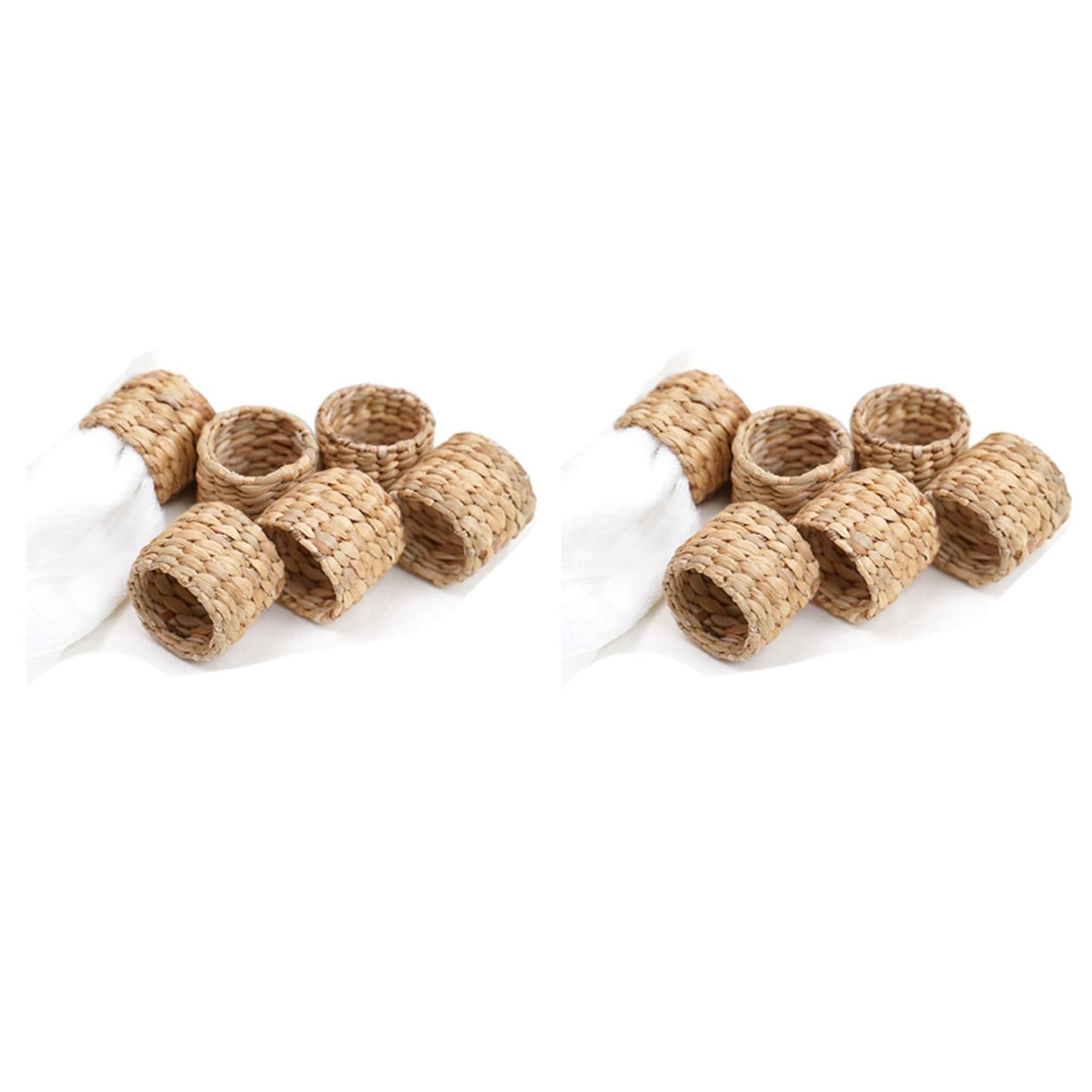 Hndhbfgrt 12Pcs Napkin Rings,Water Hyacinth Napkin Holder Rings - Rustic Napkin Rings for Birthday Party, Dinner Table Decoration