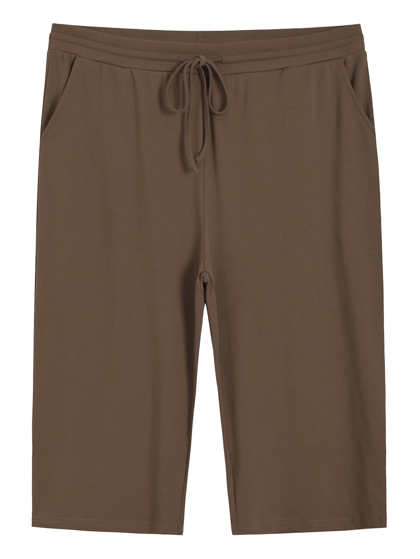 Weintee Womens Plus Size Petite Drawstring Knit Capri Pants with Pockets
