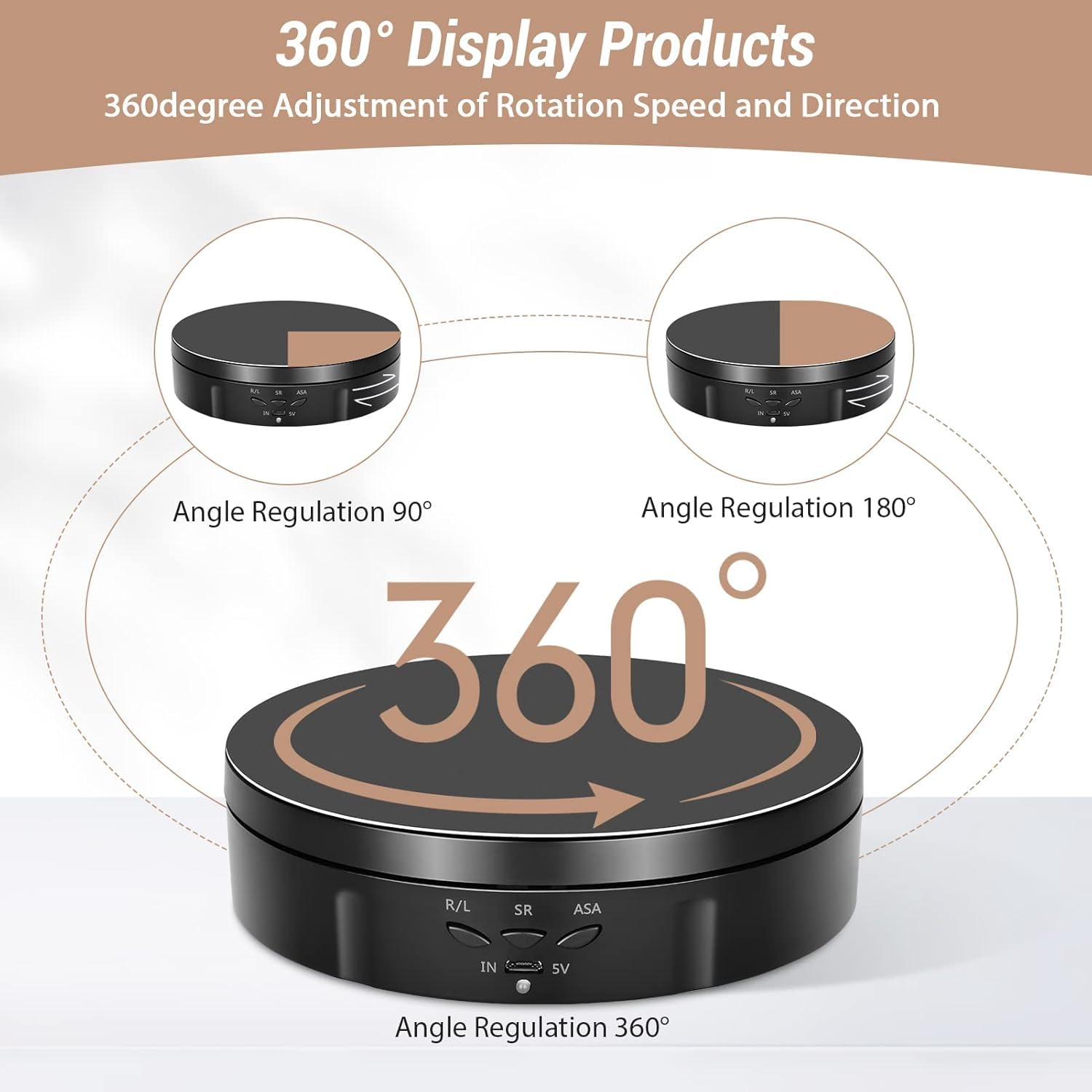 Espositore Girevole Elettrico 10KG 14,6CM, Base Girevole Elettrica con Batteria Ricaricabile, Piatto Girevole Elettrico de 360° con Velocità Regolabile per Esposizione Prodotti