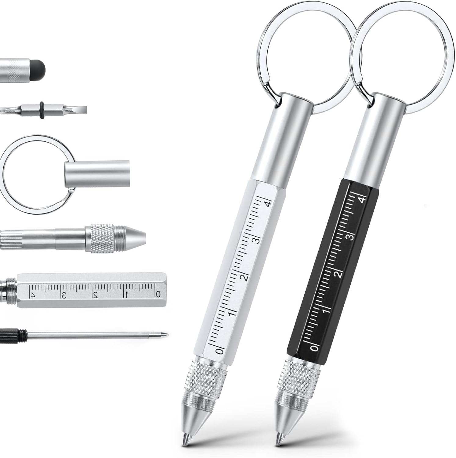 MAKINGTEC 6 in 1 Gadgets Pen Multi Tool Pen with Ballpoint Pen, Touchscreen Stylus, Ruler, Key Chain, Flat and Phillips Screwdriver, Gifts for Men Tools Presents 2 Pcs MAKINGTEC 6 in 1 Gadgets Pen Multi Tool Pen with Ballpoint Pen, Touchscreen Stylus, Ruler, Key Chain, Flat and Phillips Screwdriver, Gifts for Men Tools Presents 2 Pcs
