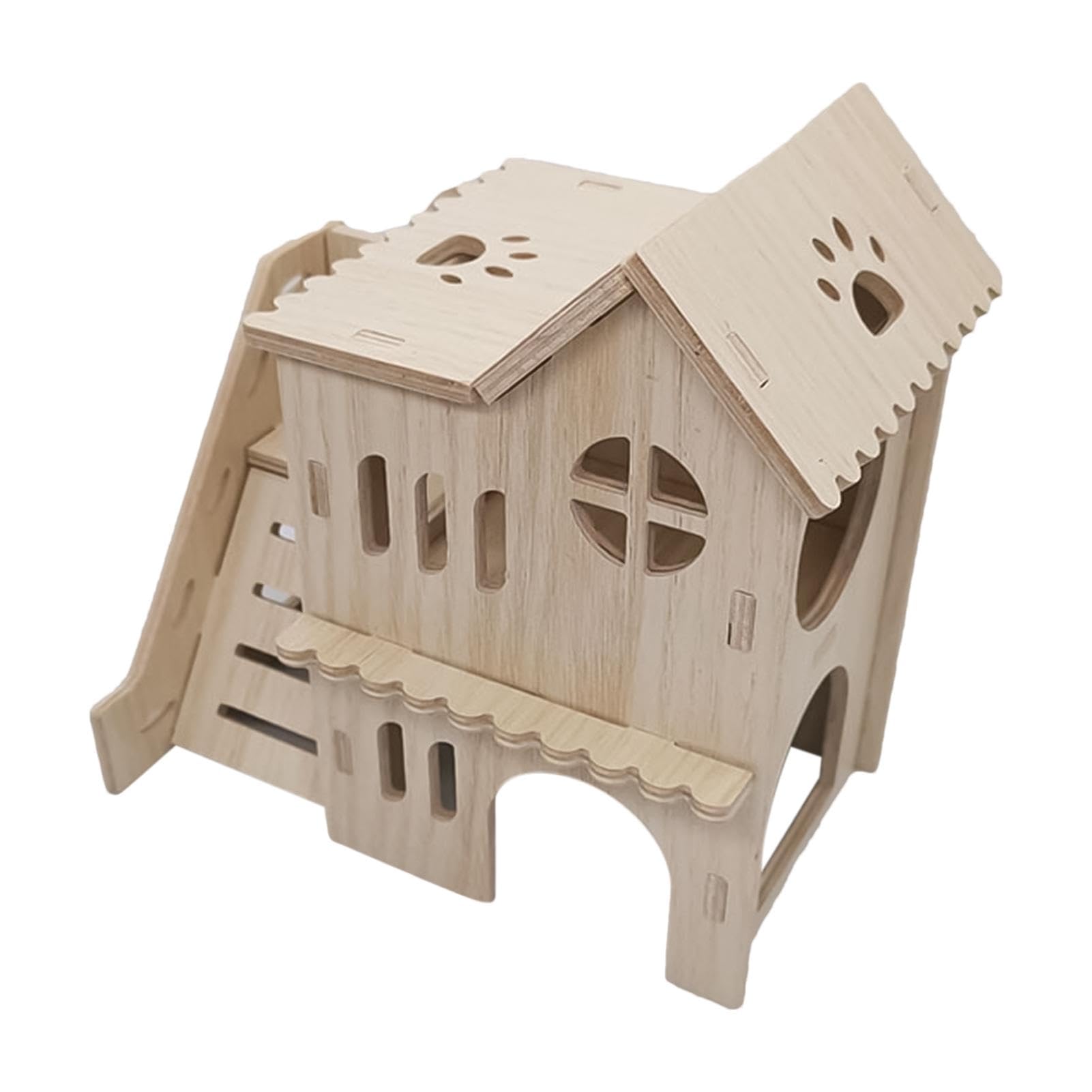 Meerschweinchen-Schloss Aus Holz – Versteck Mit 2 Türen, Treppe & Matte, 31,5 X 25,9 X 24,9 Cm