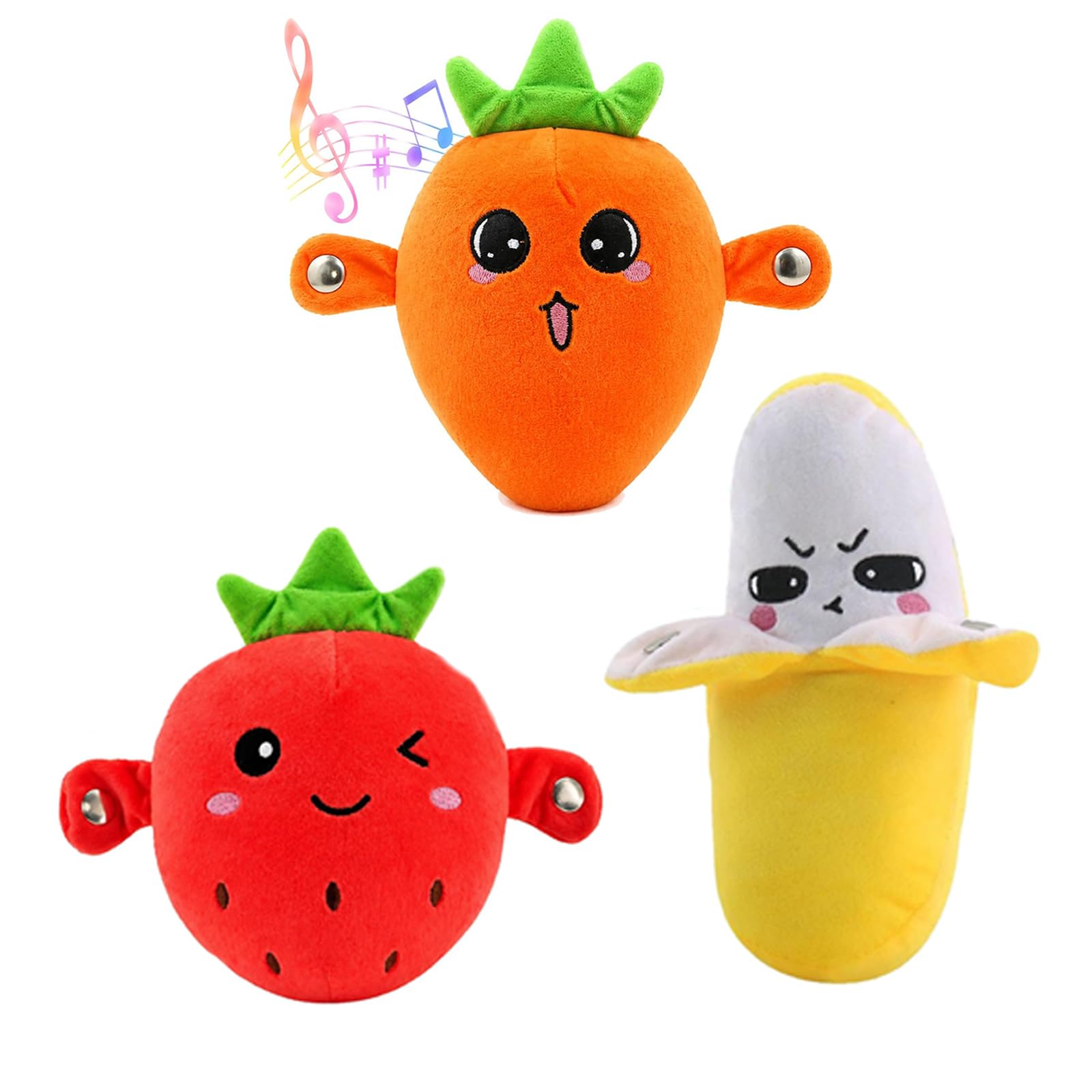 Interactive Banana, Banana Toy Sensory, Touch-Sensor Soft Interactive Musical Friut Figure with Sounds for Party Birthday Sofa Home Decor Car Interior (ALL)