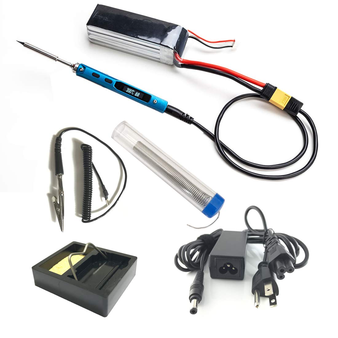 Getue UY CHAN Upgraded Original TS100 Digital OLED Programmable Pocket-size Portable Soldering Iron Station Kit for Field Repair (Blue with B2 Tip)