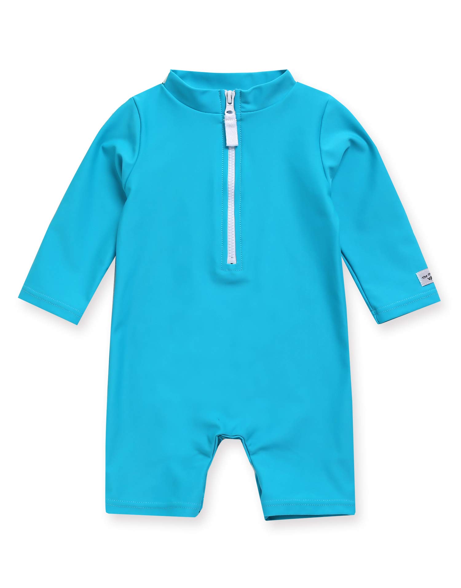 VAENAIT BABY Zip &amp; Snap Rash Guard Swimsuit, UPF 50+ One-Piece Long Sleeve Swimwear, Quick Dry Infant Beach Suit for 0~2T