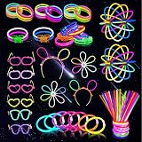 ASANMU Knicklichter Party Set Kinder, 340 PCS Neon Leuchtstäbe mit 150 Anschlüssen Knicklichter Brille Knicklichter Kinder Knicklicht Glow Sticks für Valentinstag Geburtstag Silvester 2023 Hochzeit