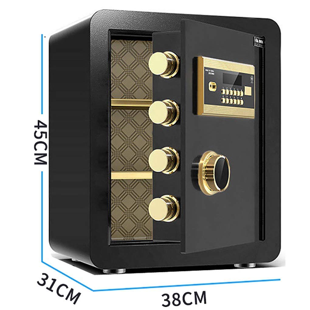 Caja fuerte de seguridad, caja fuerte de pared para suelo, caja de seguridad para gabinete, caja de seguridad digital para pasaportes, dinero en efectivo, caja de seguridad de 38 x 31 x 45 cm (negro)