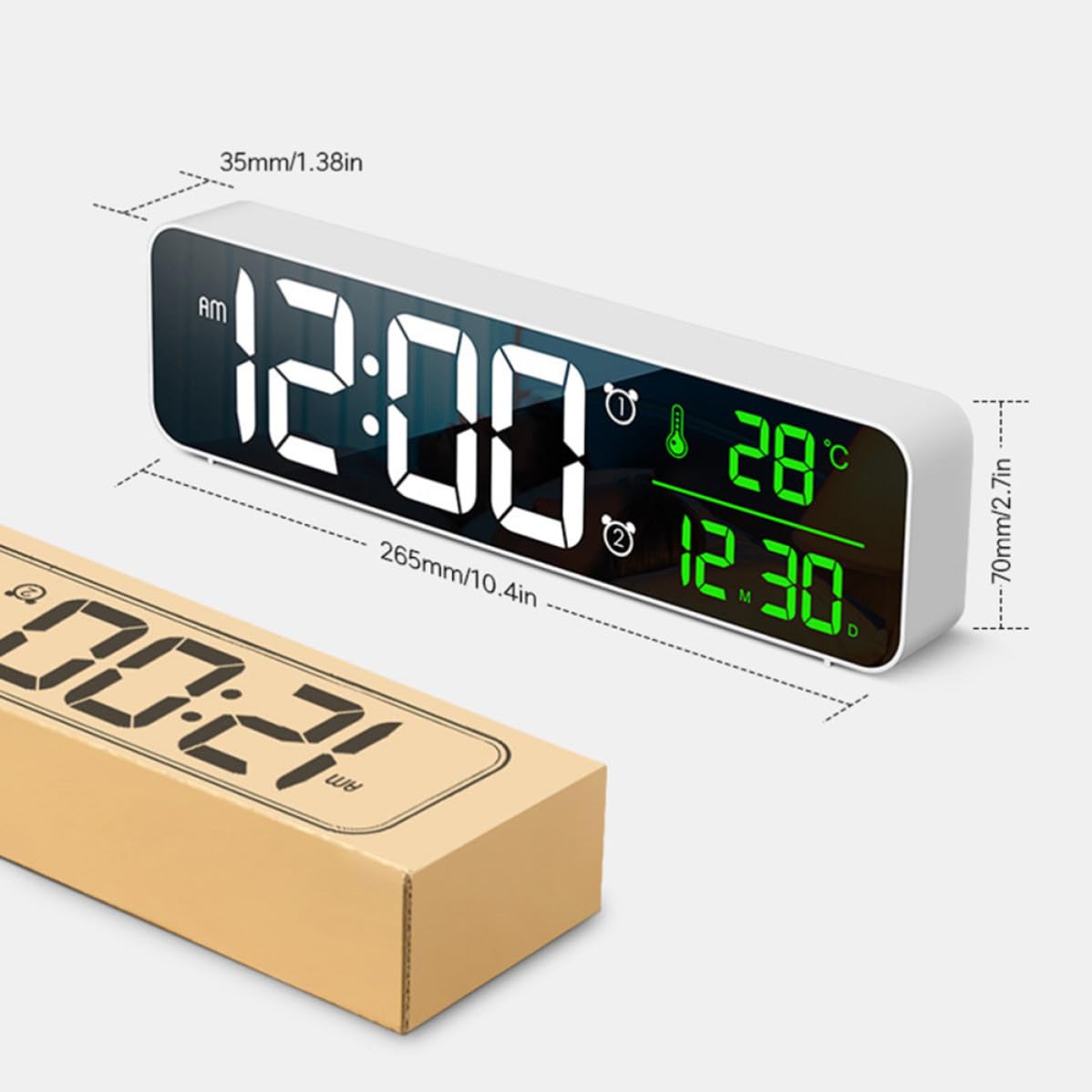 SOLUSTRE Reloj Despertador LED Batería, Pantalla Luminosa, Negro