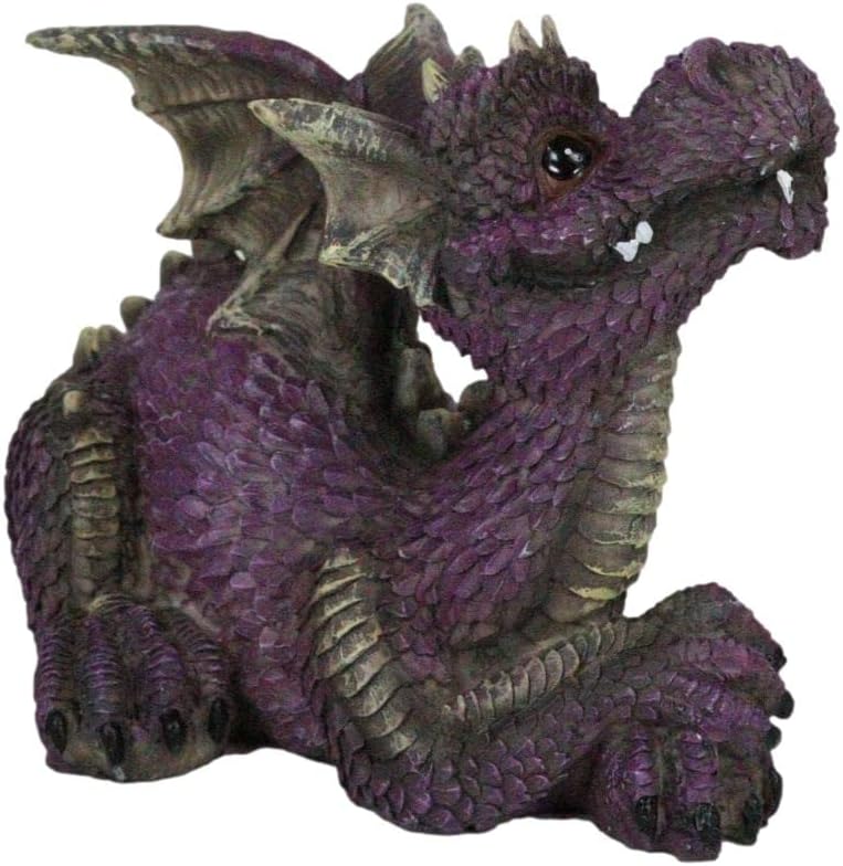 Miniatura 5 de Ebros Gift Fantástica figura de dragón de jardín cómico morado en reposo, 8.25 pulgadas de largo, lindo bebé Drake Calabozos y dragones Escultura de