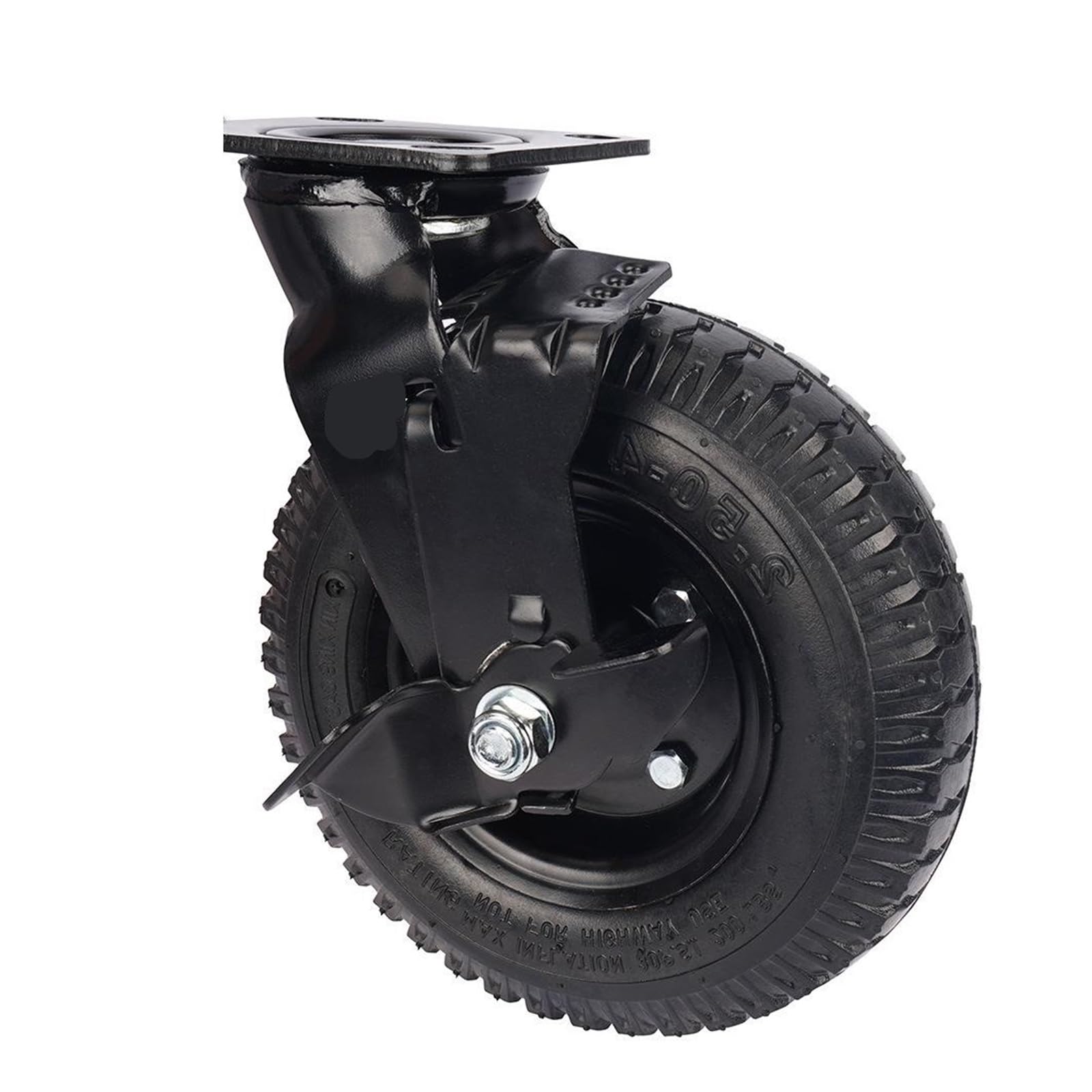 1 Piece Factory Heavy Duty 8 inch Pneumatic Rubber Wheel Side Brake air Hotel Luggage Trolley Caster Universal