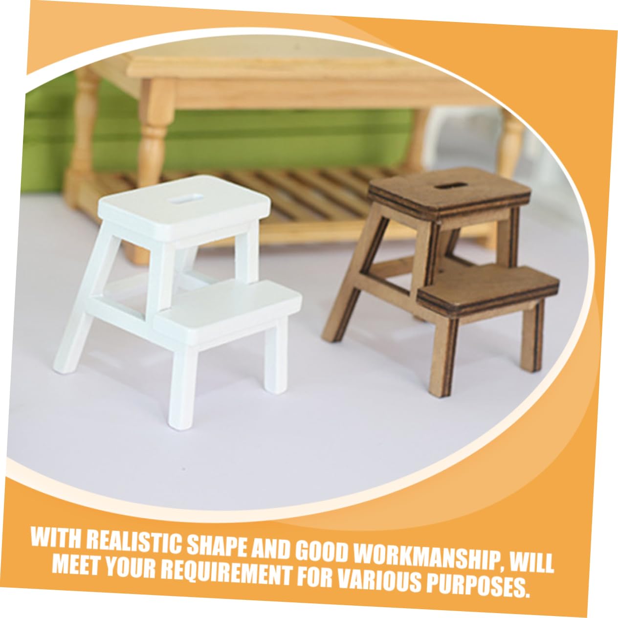 2 Stück Miniatur Holz Barhocker - Vintage Puppenhaus Möbel Für Sammler