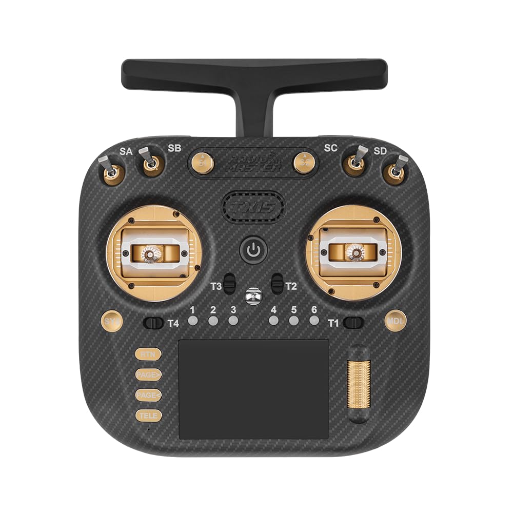 Radiomaster TX15 Max ELRS Télécommande - Émetteur Radio 2,4GHz 900MHz, Cardans Hall AG02 CNC, Écran Tactile IPS 3,5 Pouces, Mode 2, Radiocommande pour Drones FPV, Hélicoptères, Voitures (Doré)