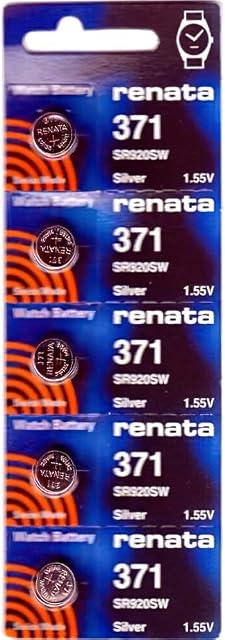 Renata #371 Silver Oxide Battery - 5 Pack