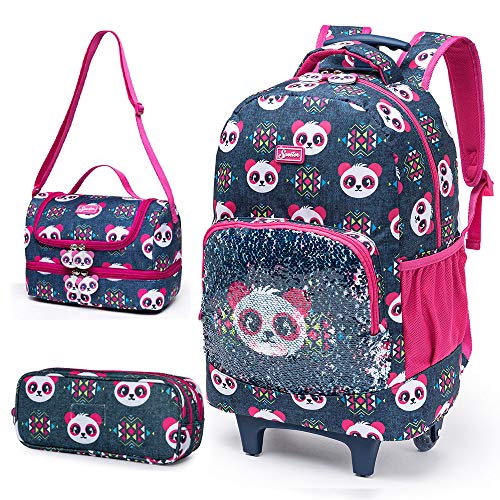 Kit Mochila de rodinha + Lancheira + Estojo Spector de Panda