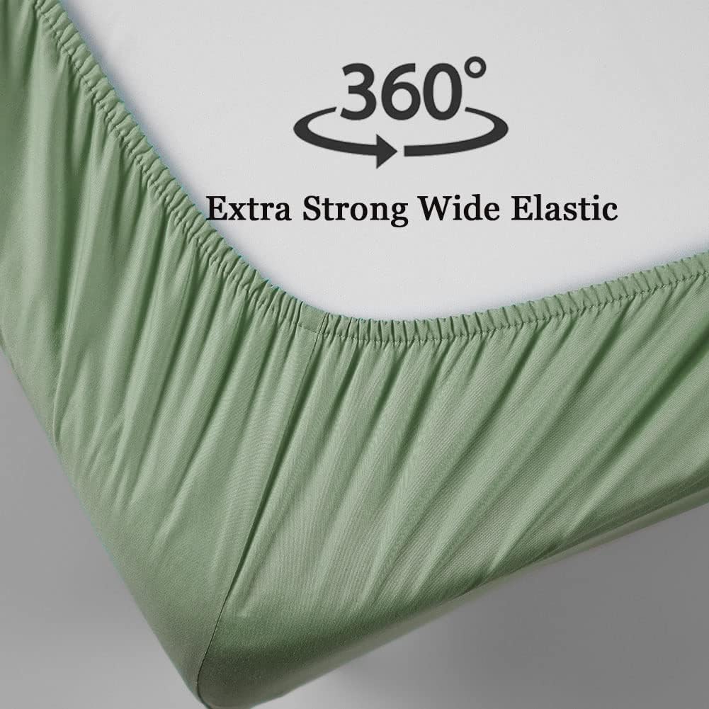 SONORO KATE Bed Sheet Set Super Soft Microfiber 1800 Thread Count Luxury Egyptian Sheets 16-Inch Deep Pocket，Wrinkle and Hypoallergenic-4 Piece (Sage, Queen)