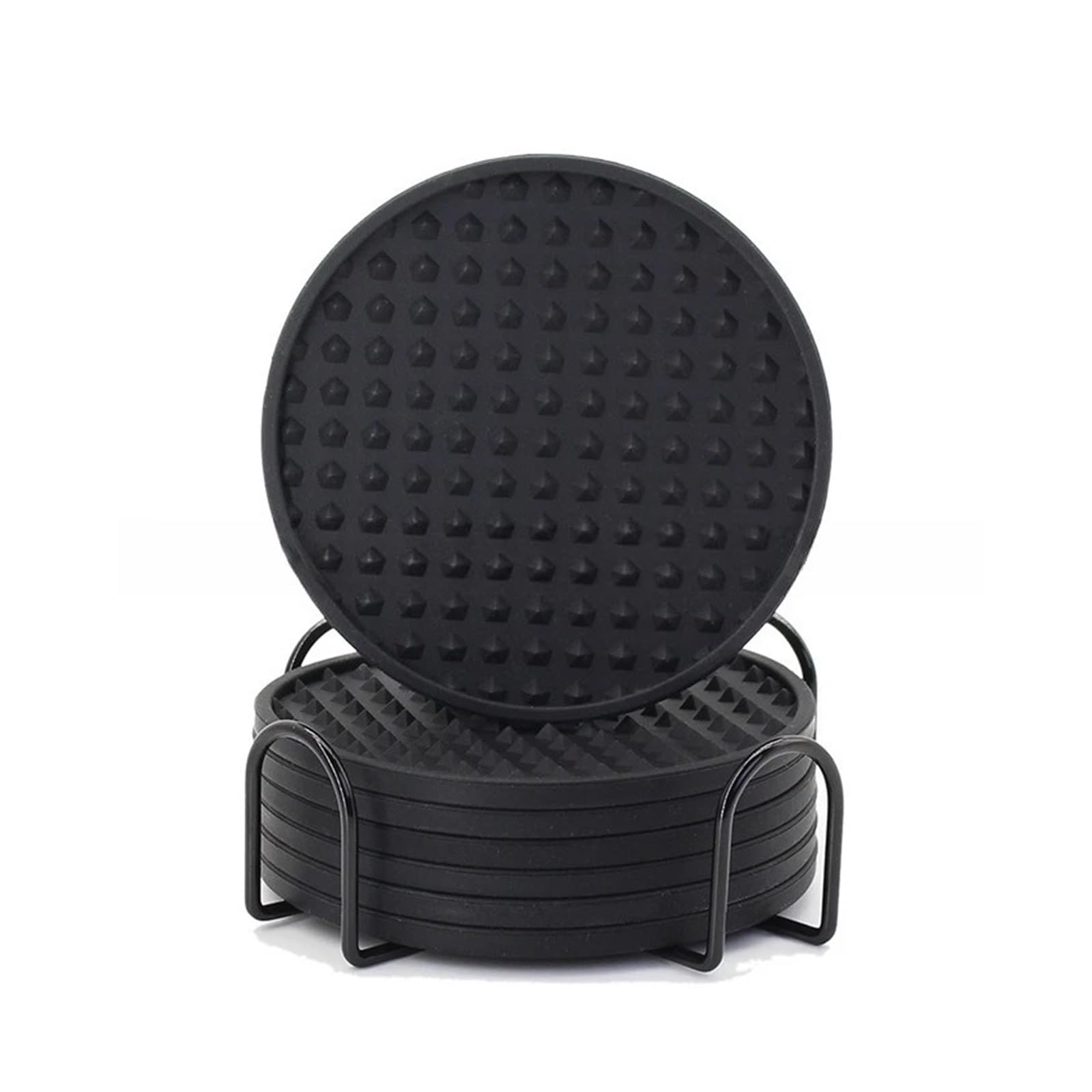 Silicone Coaster 6PC Silicone Drink Coasters With Holder, Outdoor Cup Mat For Hot Or Cold Drinks, Coffee Thickened, Non-Slip(1)