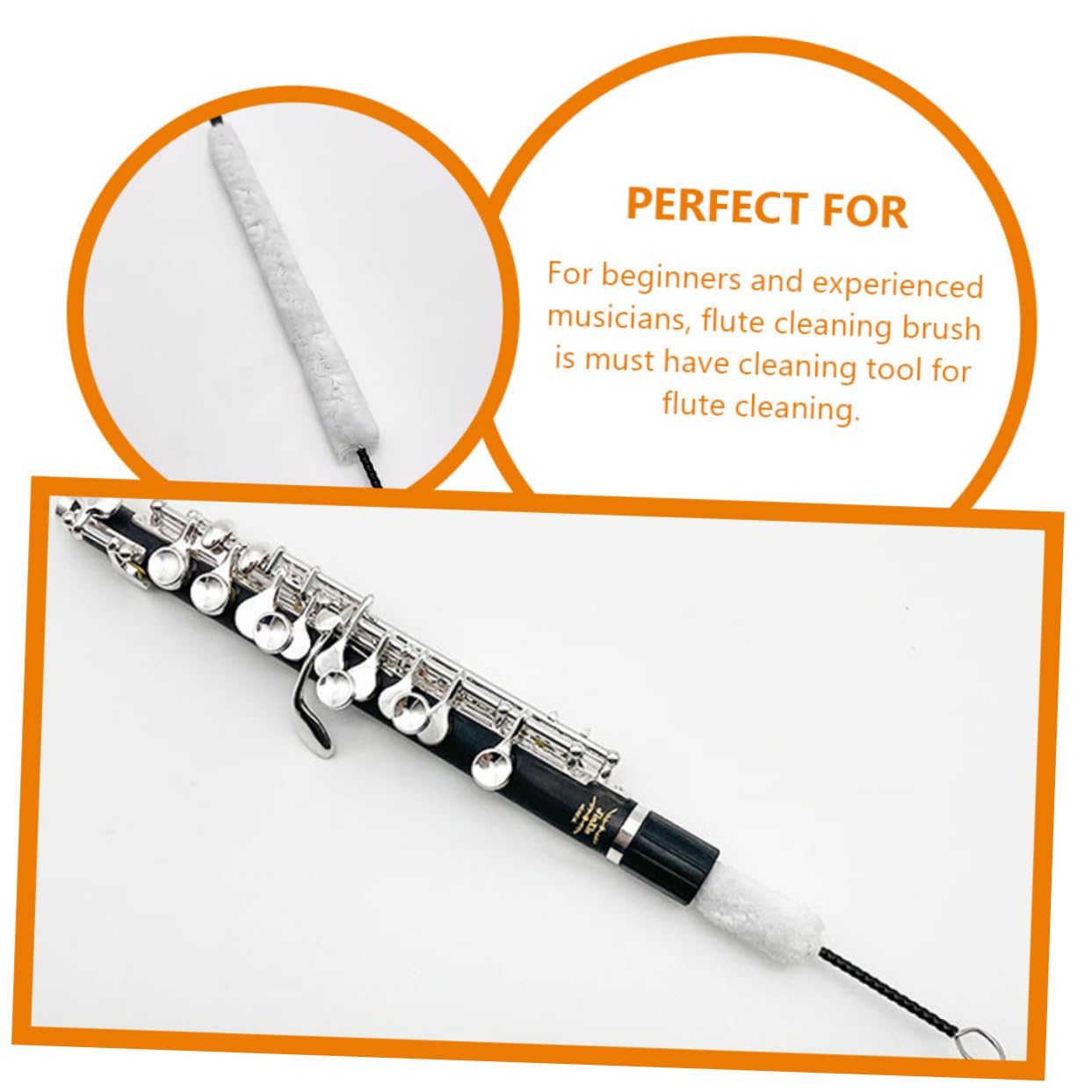 Cepillo De Limpieza Para Flauta De Algodón Suave, Herramienta De Mantenimiento Para Interior De Flautín, Accesorio Reutilizable Para Limpieza y Cuidado De Instrumentos Musicales