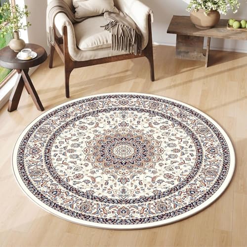 OWUFFY 48" (4') Round Rug Living Room Circle Rug Vintage