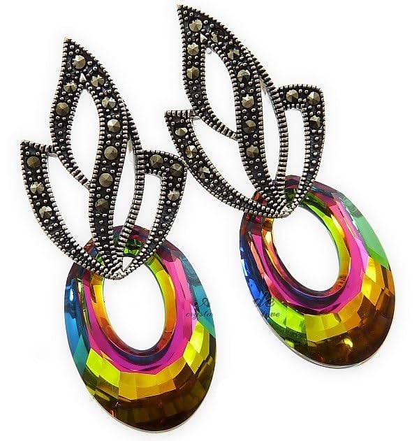 Boucles d'oreilles cristal Helios argent 925 anti-allergie et éclat durable