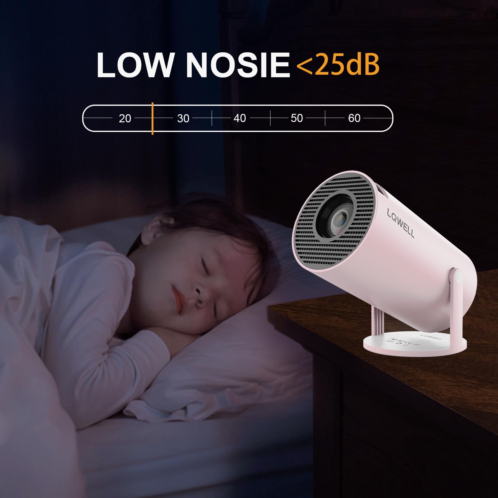 Mini Projecteur WiFi 5G Android 720P - Correction Trapèze Automatique, écran 130 Pouces, HDMI, Bluetooth 5.0