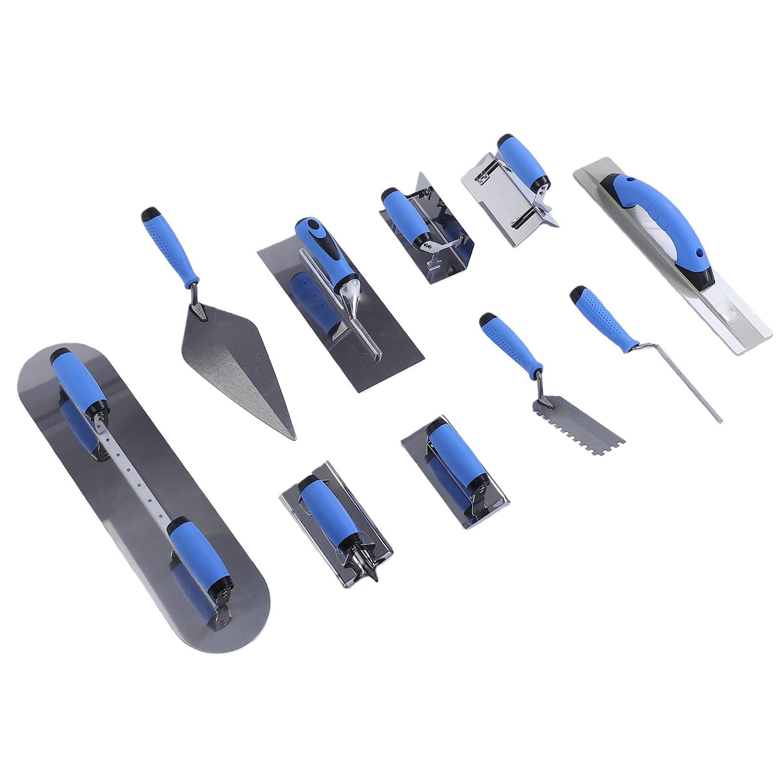 Yosoo Health Gear Set di Utensili Manuali per Muratura, Kit di Cazzuole per Cemento in Acciaio Inossidabile con Custodia da 18 Pollici, Impugnatura in TPR Antiscivolo, Strumenti di Finitura e Angoli