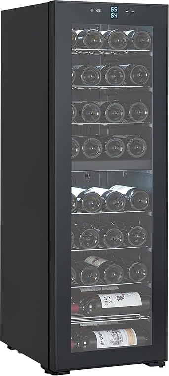 39 Bottle Wine Cooler, Mini wine fridge/Cabinet, Beverage Refrigerator, Digital Temperature Control, Freestanding Dual Zone, Tempered Glass Door, Quiet refrigerator for bedroom Home Kitchen Office