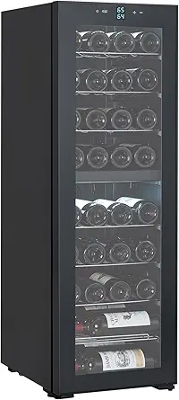 39 Bottle Wine Cooler, Mini wine fridge/Cabinet, Beverage Refrigerator, Digital Temperature Control, Freestanding Dual Zone, Tempered Glass Door, Quiet refrigerator for bedroom Home Kitchen Office