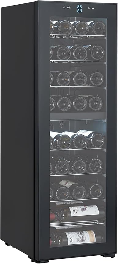 39 Bottle Wine Cooler, Mini wine fridge/Cabinet, Beverage Refrigerator, Digital Temperature Control, Freestanding Dual Zone, Tempered Glass Door, Quiet refrigerator for bedroom Home Kitchen Office